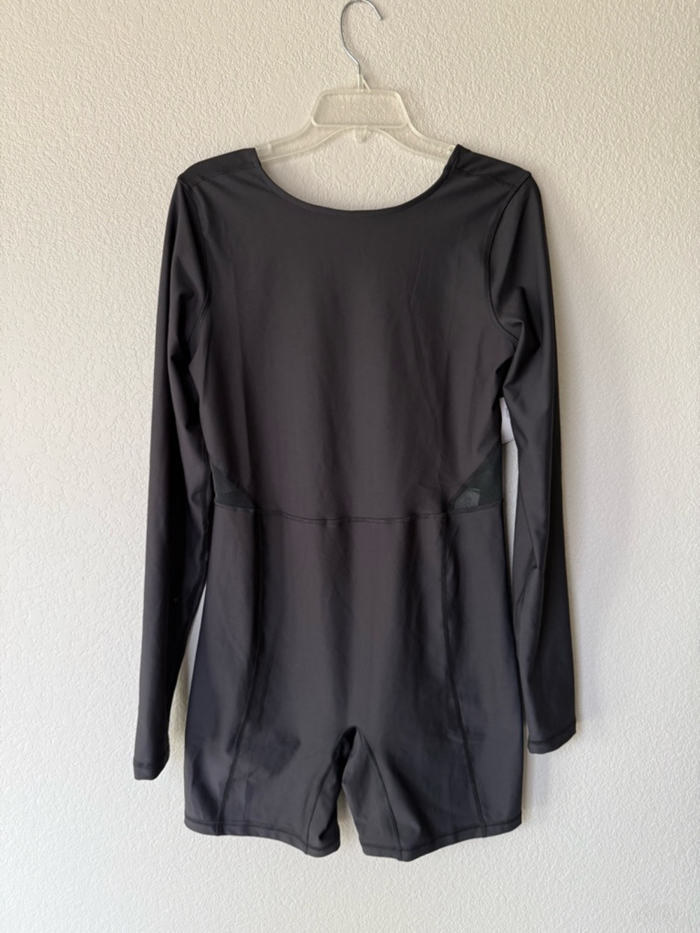Long Sleeve Black Exercise One Piece - Tall